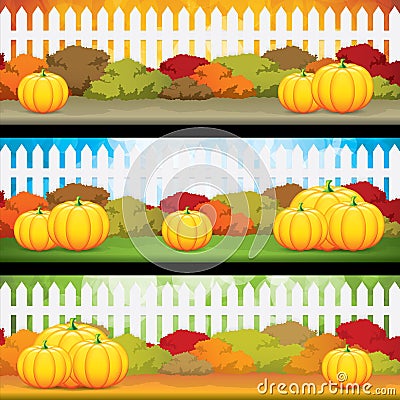 Autumn banners with pumpkins Vector Illustration