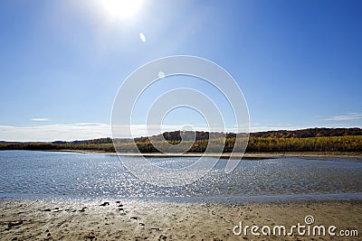 Autumn beach landscape in Iowa Stock Photo