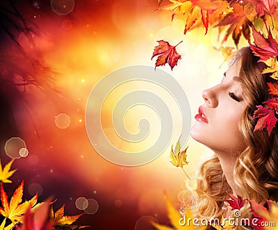 Autumn Beauty - fashion Makeup Stock Photo