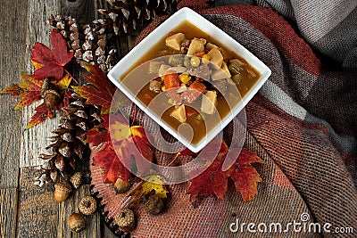 Autumn Beef Vegetable Soup Stock Photo