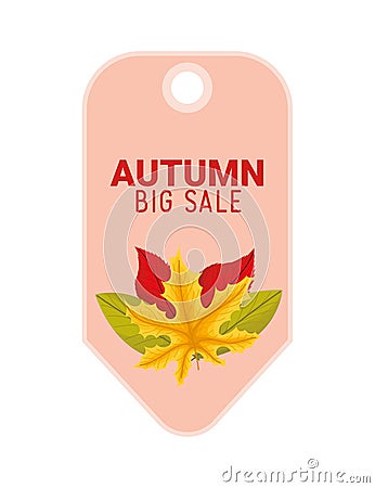 autumn big sale tag Vector Illustration
