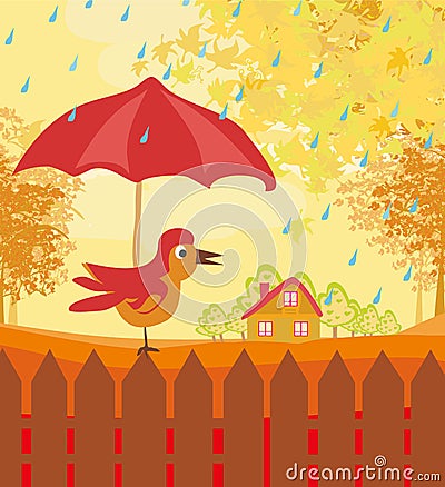 Autumn Bird Vector Illustration