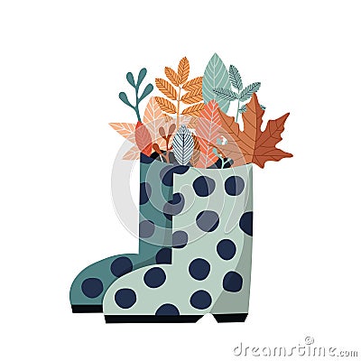 Autumn boots illustration with autumn leave inside Vector Illustration