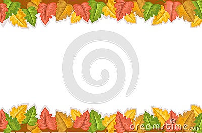 Autumn border with golden leaves Vector Illustration