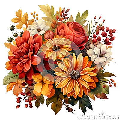 Autumn Bouquets PNG Clipart, Fall Flowers Instant Download Stock Photo