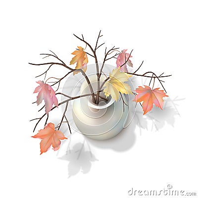 Autumn Branches in a Vase Vector Illustration