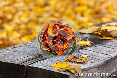 Autumn, bridal bouquet, autumn bouquet, wedding, wedding in the Stock Photo