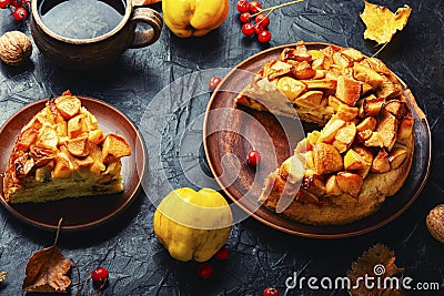 Autumn cake with quince Stock Photo