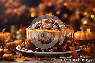 Autumn cake. Selection of pies, appetizers and desserts Stock Photo