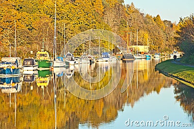 Autumn on Caledonian Canal Editorial Stock Photo