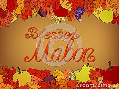 Autumn calligraphic greeting card - Blessed Mabon Stock Photo