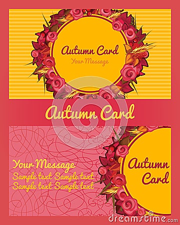 Autumn card, business card, invitation, flyer Vector Illustration