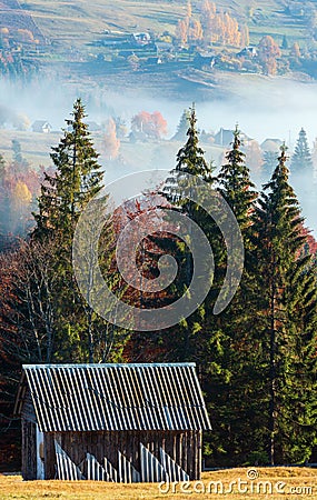 Autumn Carpathian village, Ukraine. Stock Photo