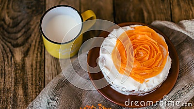 Autumn carrot cake with butter cream Stock Photo