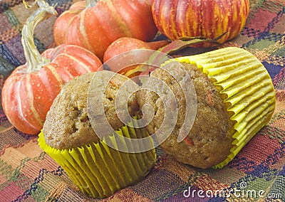 Autumn Carrot Pecan Muffins Stock Photo