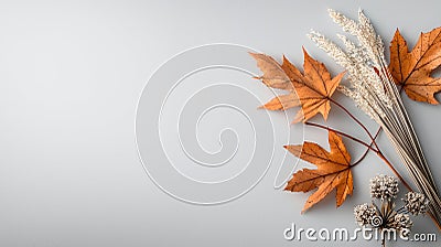 Autumn charm: Simple and elegant banner featuring fall leaves and ample copy space, creating a refined visual effect Stock Photo