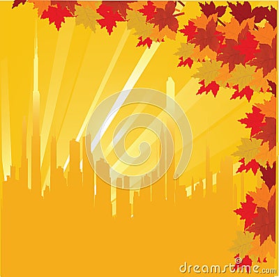 Autumn in the city Vector Illustration