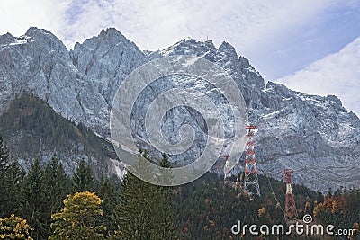 Autumn clouds opening above the Zugspitze Stock Photo