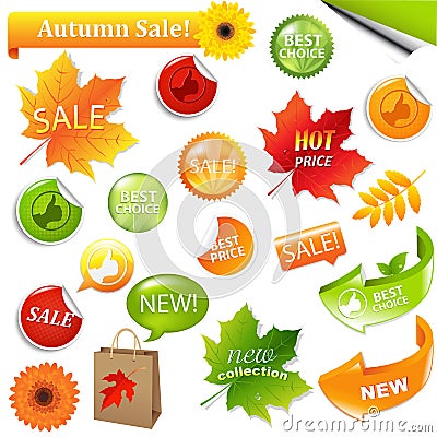 Autumn Collection Sale Elements Vector Illustration