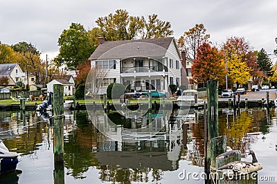 Autumn Color the Chesapeake Bay Shore and Harbor in St Michaels Editorial Stock Photo