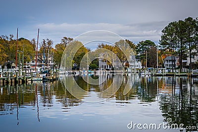 Autumn color at the harbor in St. Michaels, Maryland. Editorial Stock Photo