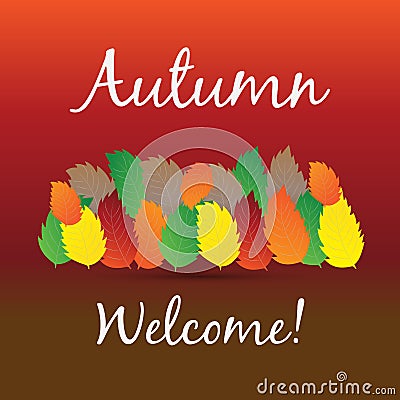 Autumn colorful fall leafs greetings card holidays celebrations Vector Illustration