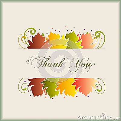 Thank you autumn colorful fall leaf colorful season greetings card holidays celebrations logo design vector image Vector Illustration