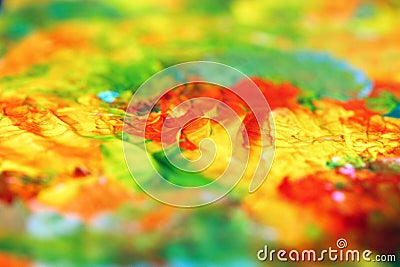 Autumn colors - artsy background of acrylic paints Stock Photo