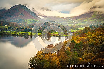 Autumn colors on Grasmere, Lake District Stock Photo