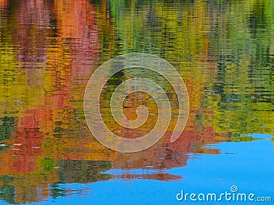 Autumn Colors Relected on Mississippi River Stock Photo