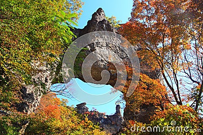 Autumn colours of crag Stock Photo