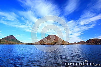 Autumn colours of Mountain and lake Stock Photo