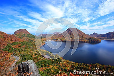 Autumn colours of Mountain and lake Stock Photo