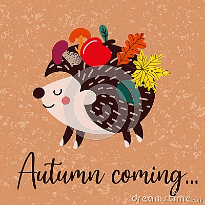 Autumn coming greeting card Vector Illustration