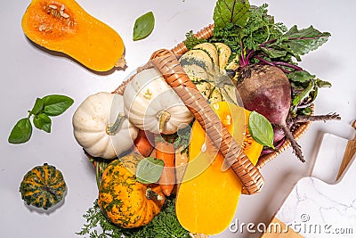 Autumn cooking, organic farm food background Stock Photo