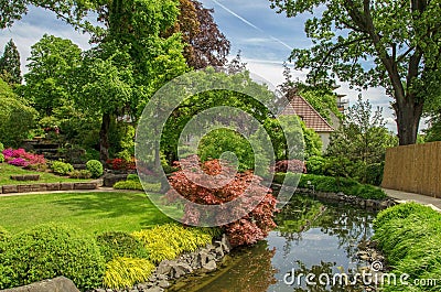 Autumn and cool mornings over the rivers and villages in Germany Stock Photo
