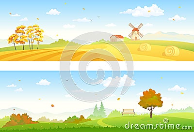 Autumn countryside banners Vector Illustration