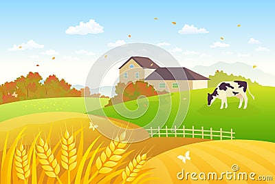 Autumn countryside Vector Illustration