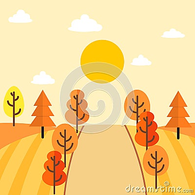 Autumn countryside landscape design Vector Illustration