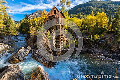 Autumn in Crystal Mill Colorado Landscape Stock Photo