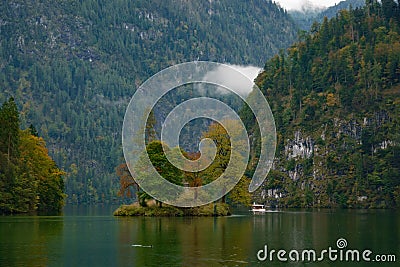 Autumn at the lake and moutains of Schönau am Königssee in Germany Stock Photo