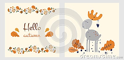 Autumn deer elk vector Vector Illustration