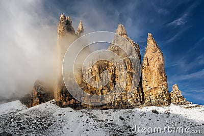 Autumn in the Dolomites, natural park Tre Cime. North Italy Stock Photo