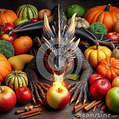 Autumn Dragon's Bounty Stock Photo