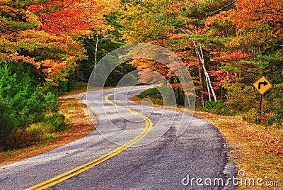 Autumn Drive in New England Stock Photo