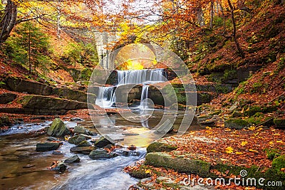 Autumn fairytale by the river Stock Photo