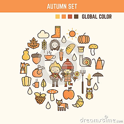 Autumn and fall infographic elements Vector Illustration