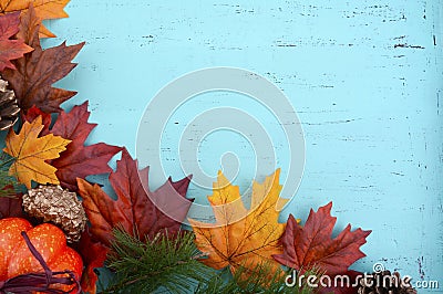 Autumn Fall Rustic Wood Background. Stock Photo