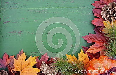 Autumn Fall Rustic Wood Background. Stock Photo