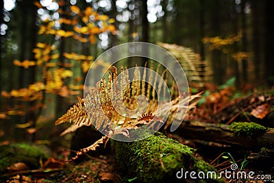 Autumn fern leaves in the forest Stock Photo